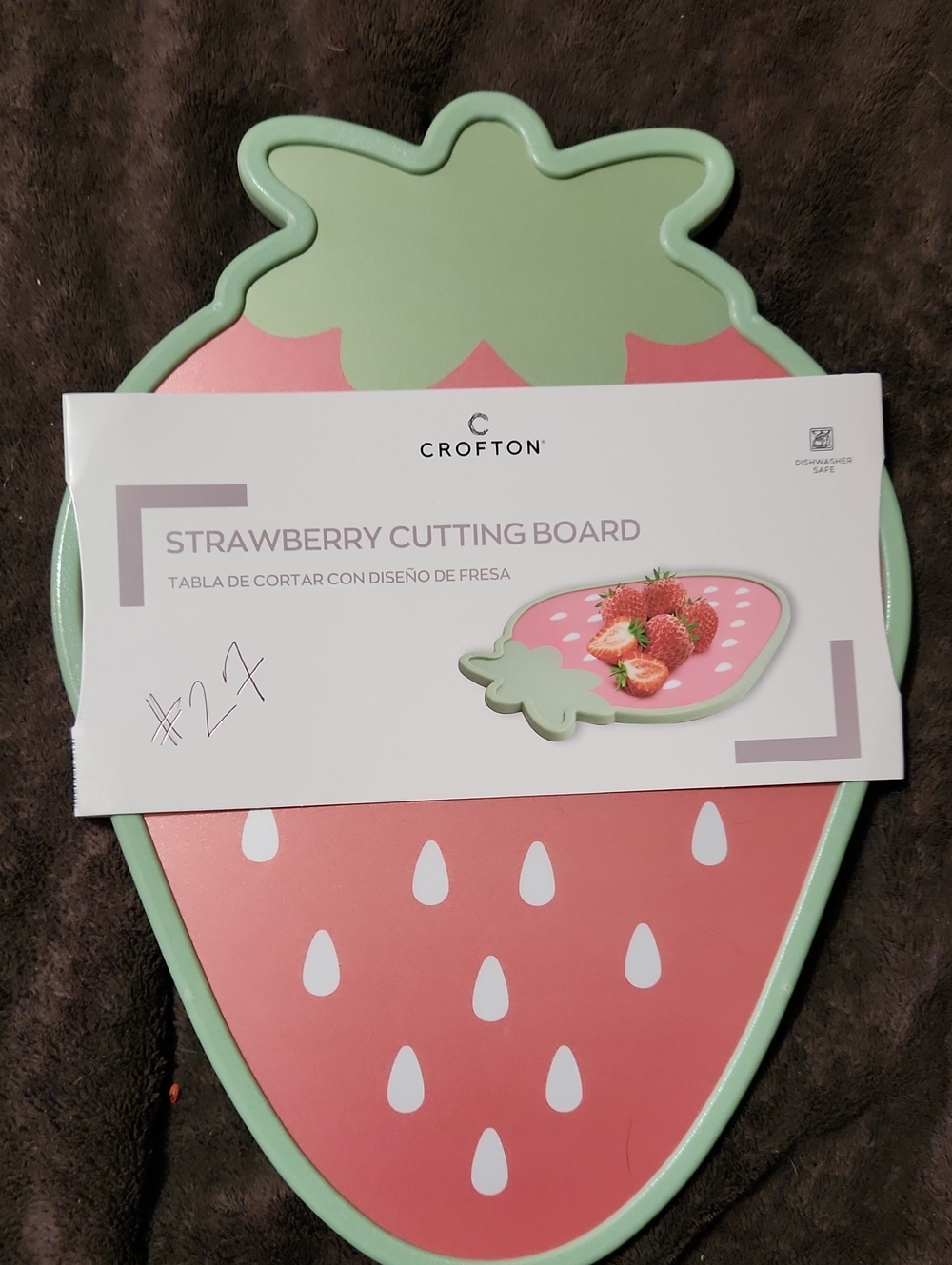 Croton Strawberry Cutting Board - Coral & Mint